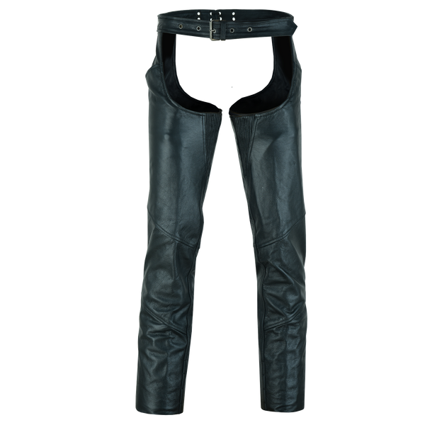 Unisex Black Zip-out Insulated Pants Style Biker Leather Motorcycle Chaps