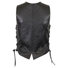 Womens Studded Black Cowhide Leather Lady Biker Motorcycle Vest