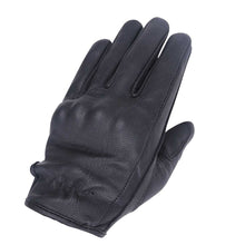 Men's Black Cowhide Leather Knuckle Armored Riding Gloves