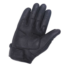 Men's Black Cowhide Leather Knuckle Armored Riding Gloves