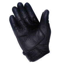 Men's Black Cowhide Leather Knuckle Armored Riding Gloves