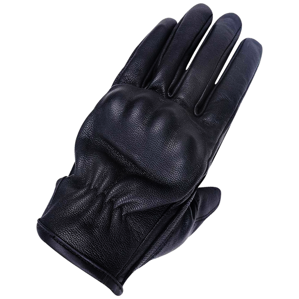 Women's Black Leather Knuckle Armored Riding Gloves