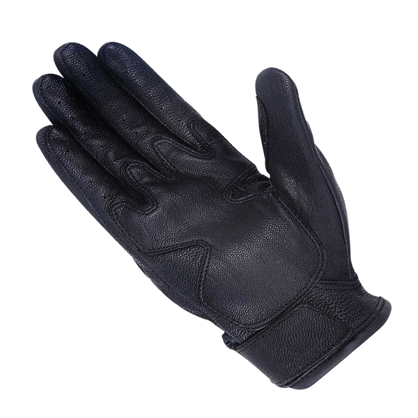 Women's Black Leather Knuckle Armored Riding Gloves