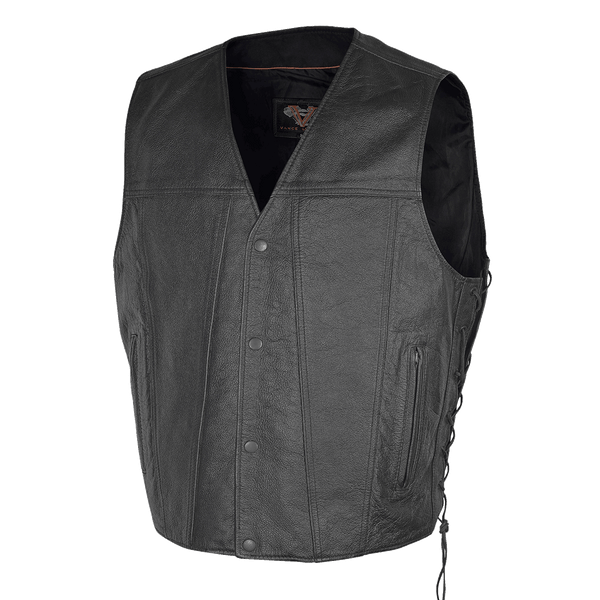 Vance Leather Gambler Style Premium Cowhide Leather Vest with 2 Gun Pockets