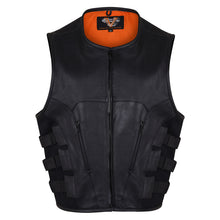 Mens Black Premium Cowhide Leather Buffalo Nickel Biker Motorcycle Vest