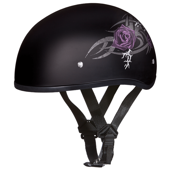 D.O.T. Daytona Skull Cap- W/ Purple Rose