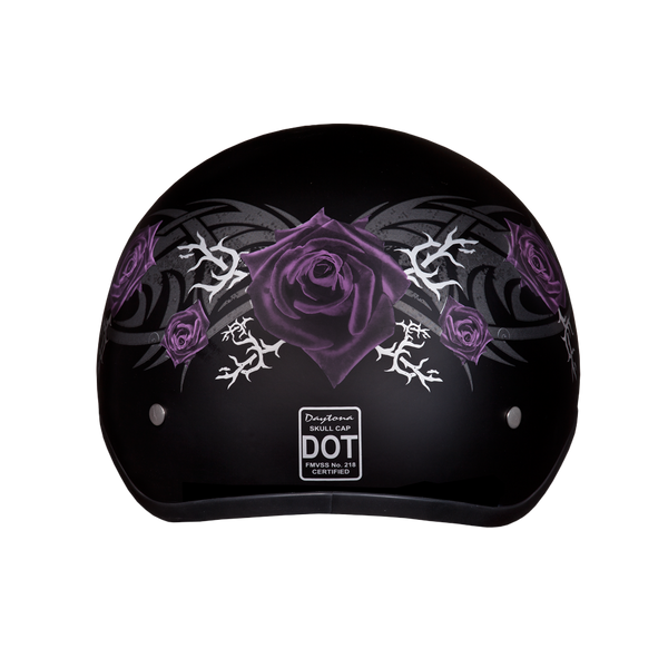 D.O.T. Daytona Skull Cap- W/ Purple Rose