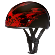 D.O.T. Daytona Skull Cap- W/ Skull Flames Red