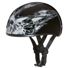 D.O.T. Daytona Skull Cap- W/ Skull Flames Silver