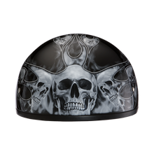 D.O.T. Daytona Skull Cap- W/ Skull Flames Silver