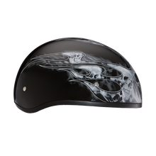 D.O.T. Daytona Skull Cap- W/ Skull Flames Silver