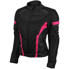 Women's Black Pink All Weather Season CE Armor Lady Biker Mesh Motorcycle Riding Jacket