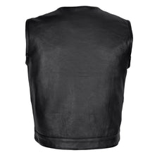 Men's Zipper and Snap Closure Leather Motorcycle Club Vest Quick Access Gun Pocket