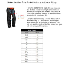 Unisex Black Four Pocket Biker Leather Motorcycle Chaps Unisex