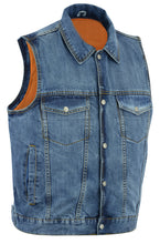 BU Snap Front Denim Vest- Blue