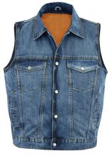 BU Snap Front Denim Vest- Blue