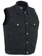 BK Snap Front Denim Vest- Black