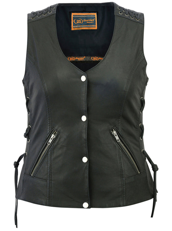 Women's Vest with Grommet and Lacing Accents