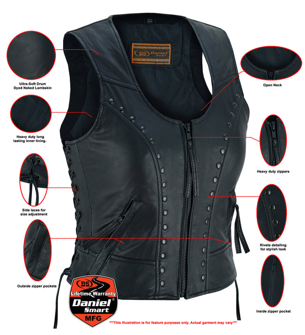 Women's Lightweight Vest with Rivets Detailing