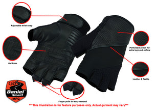 Leather/ Textile Fingerless Glove