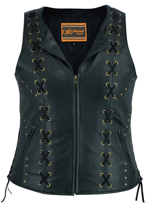 Women's Zippered Vest with Lacing Details