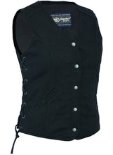 Women's Denim Longer Body  Vest - Side Laces