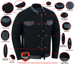 Men's Full Cut Denim Shirt W/Leather Trim