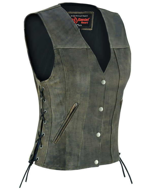 Women's Antique Brown Single Back Panel Concealed Carry Vest