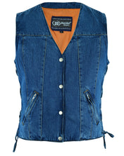 Women's Single Back Panel Concealed Carry Denim Vest - Blue