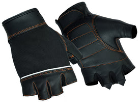 Women's Fingerless Glove with Orange Stitching Details