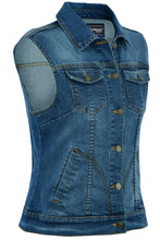 Women's Blue Denim Snap Front Vest