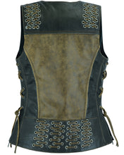 Women's Vest with Grommet and Lacing Accents - Two Tone