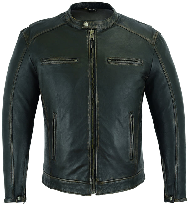 Men's Cruiser Jacket in Lightweight Drum Dyed Distressed Naked