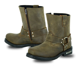 Men's Side Zipper Waterproof Boots- Brown