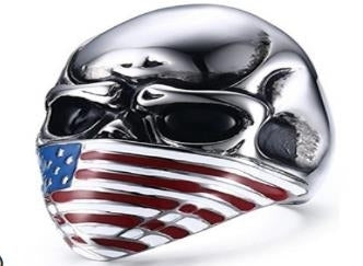 Stainless Steel Flag Face Biker Ring