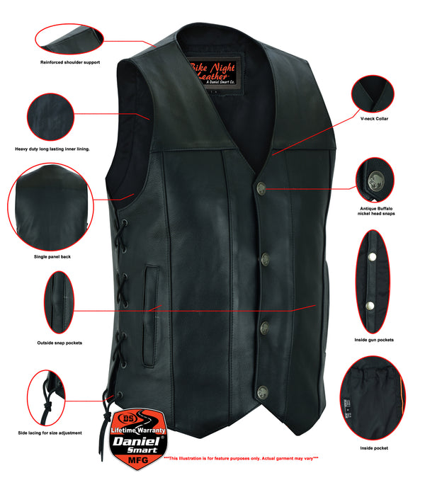 Men's Single Back Panel Concealed Carry Vest (Buffalo Nickel He