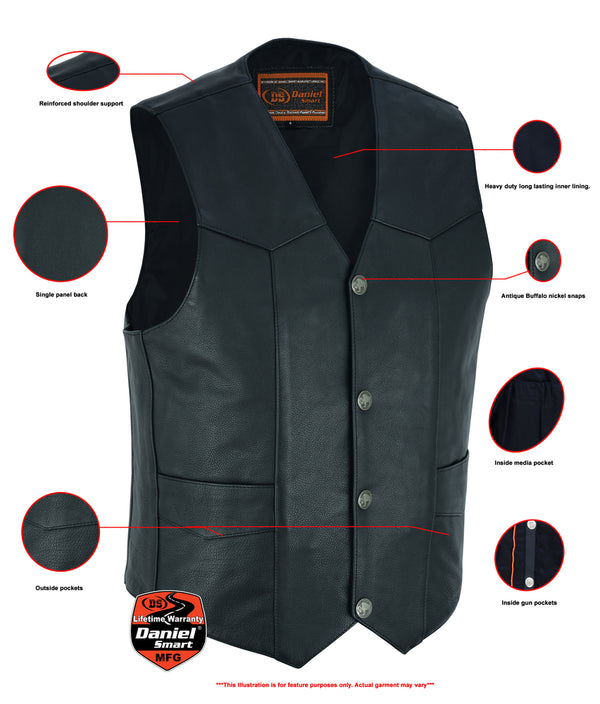 Advance Men's Buffalo Nickel Head Snap Vest