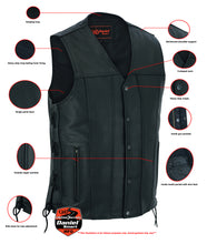 TALL Men's Tall Classic Tapered Bottom Biker Leather Vest