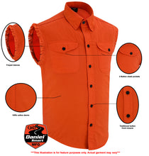 Men's Orange Lightweight Sleeveless Denim Shirt