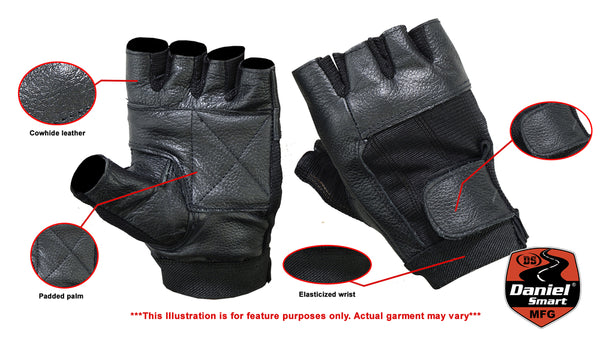 Leather / Mesh Fingerless Glove