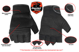 Synthetic Leather/ Mesh Fingerless Glove