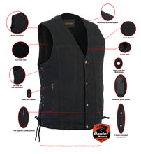 BK Men's Single Back Panel Concealed Carry Denim Vest