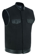 Canvas Material Single Back Panel Concealment Vest W/Leather Tr