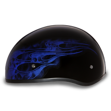 D.O.T. Daytona Skull Cap- W/ Skull Flames Blue