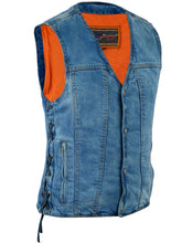 BU    Men's Single Back Panel Concealed Carry Denim Vest