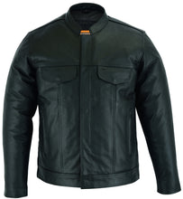 Men's Full Cut Leather Shirt with Zipper/Snap Front