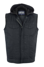 Men's Black Denim Single Back Panel Concealment Vest w/Rem