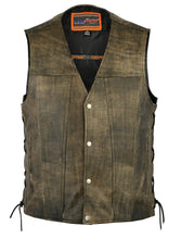 Men's Antique Brown Single Back Panel Concealed Carry Vest