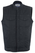 Men's Black Denim Single Back Panel Concealment Vest w/Rem