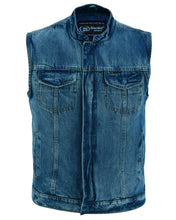 BU Concealed Snap Closure, Denim Material, Scoop Collar & Hidden